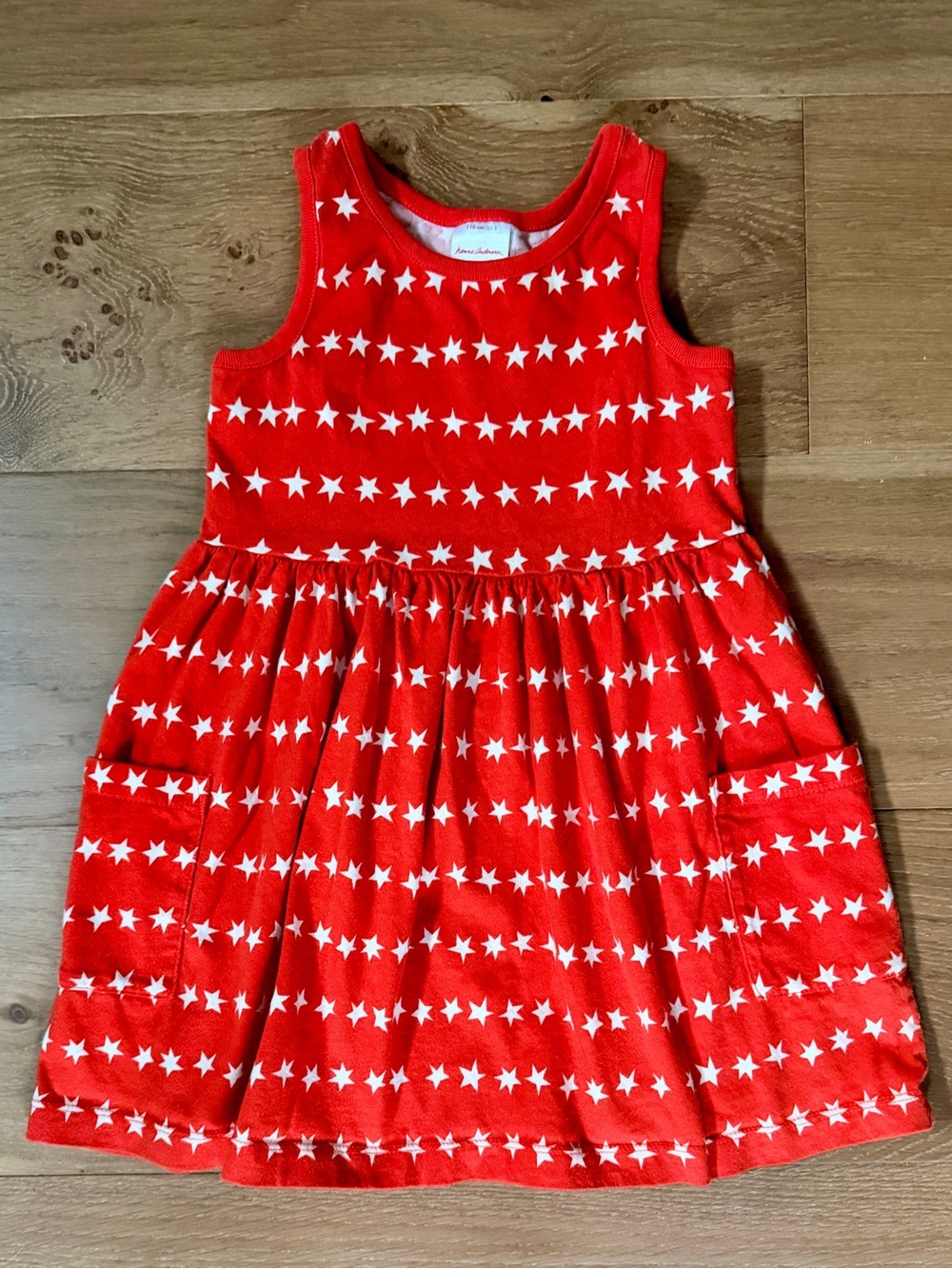 Hanna Andersson Girls Pocket Playdress Tank Dress Stars Red White Sz 110/5 EUC